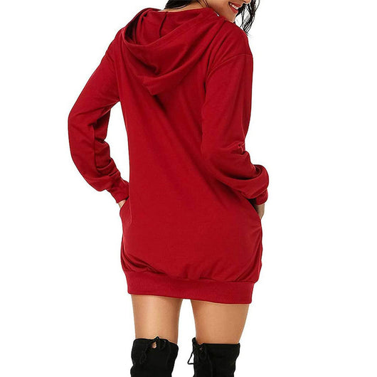 Suéter Vestido Holgado de Color Sólido con Mangas Largas - Image 14