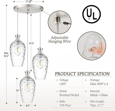 Lámpara Colgante de Cristal para Isla de Cocina - Diseño Moderno Restaurante - Image 6
