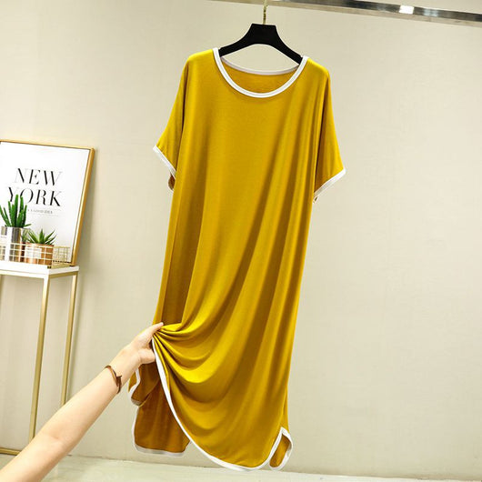 Vestido Modal Mujer Cuello Redondo Manga Corta Casual - Image 9