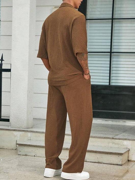Conjunto Casual de Verano para Hombre: Playera Manga Corta y Pantalón Recto Cómodo - Image 3
