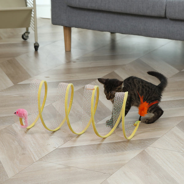 Kit Completo de Juguetes para Gatos - Túnel Plegable, Pelotas y Ratones Interactivos