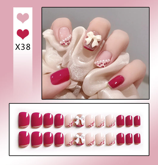 Uñas Postizas Francesas Removibles con Diamantes - Image 35