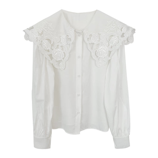 Blusa Blanca con Cuello de Cadena Tejida Diseño Navy para Mujer - Image 11