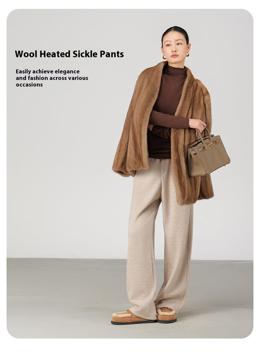 Pantalones de Lana Rectos Térmicos Talle Alto Slim Otoño Invierno - Image 24