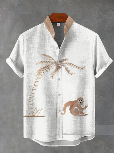 Camisa Hawaiana de Lino Estampada para Hombre - Manga Corta Casual - Image 2