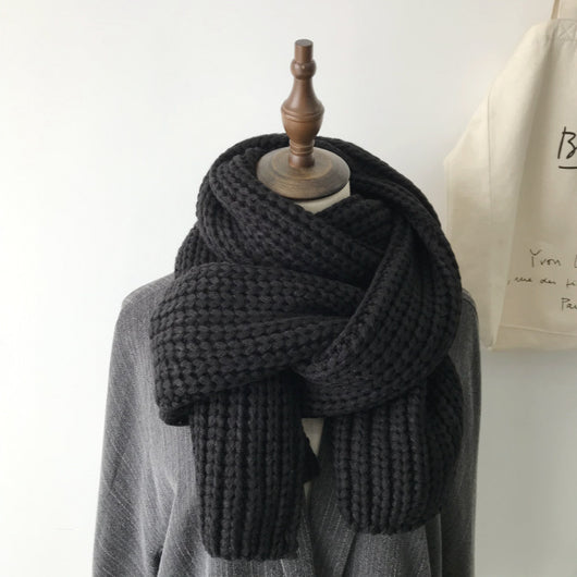 Bufanda Gruesa de Lana Tejida para Invierno - Colores Sólidos Versátiles - Image 15