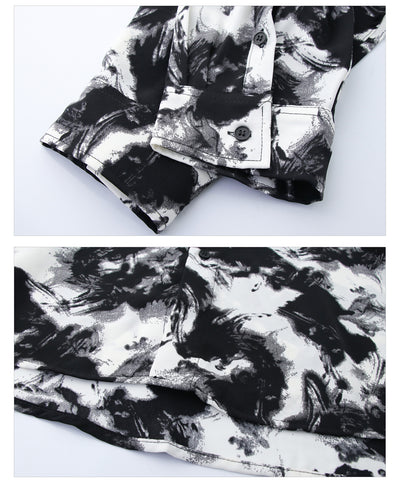 Camisa Suelta con Cuello Solapa y Estampado Tie-Dye en Tinta - Image 12