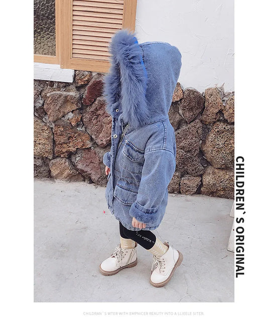 Chaqueta de Niña Denim con Forro de Terciopelo para Otoño e Invierno - Image 17