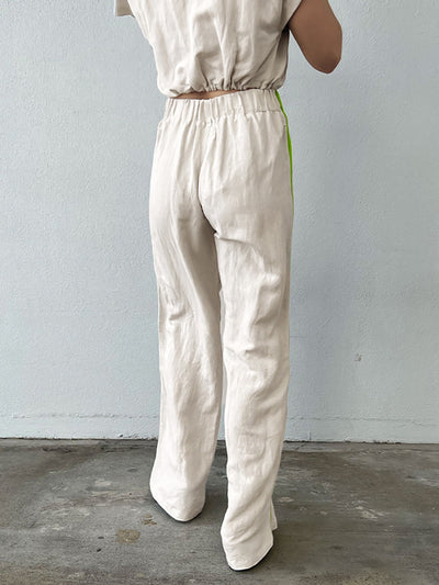 Conjunto Retro Mujer: Blusa Suelta con Cordones y Pantalón Ancho Cintura Alta - Image 13