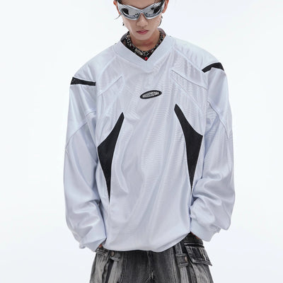 Chamarra Deportiva Retro Americana con Cuello V y Hombros Acolchados - Image 8