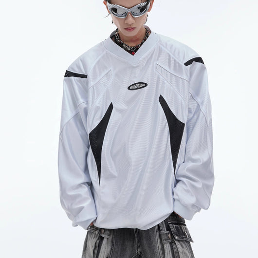 Chamarra Deportiva Retro Americana con Cuello V y Hombros Acolchados - Image 8