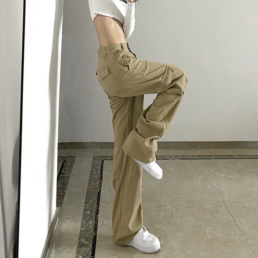 Pantalones Casuales Sueltos de Cintura Baja para Mujer - Corte Recto y Drapeado - Image 11
