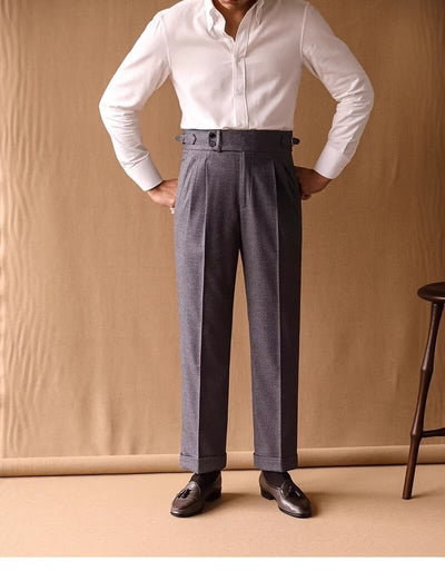 Pantalones de Invierno Rectos Cintura Alta para Hombre con Hebillas Parisinas - Image 21