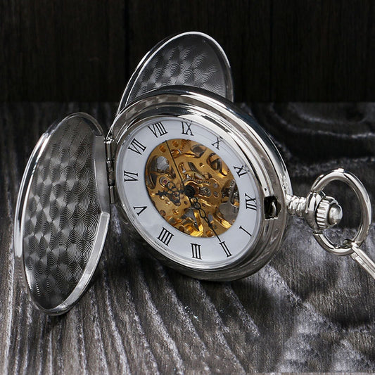 Reloj de Bolsillo Mecánico Vintage Minimalista Doble Cara