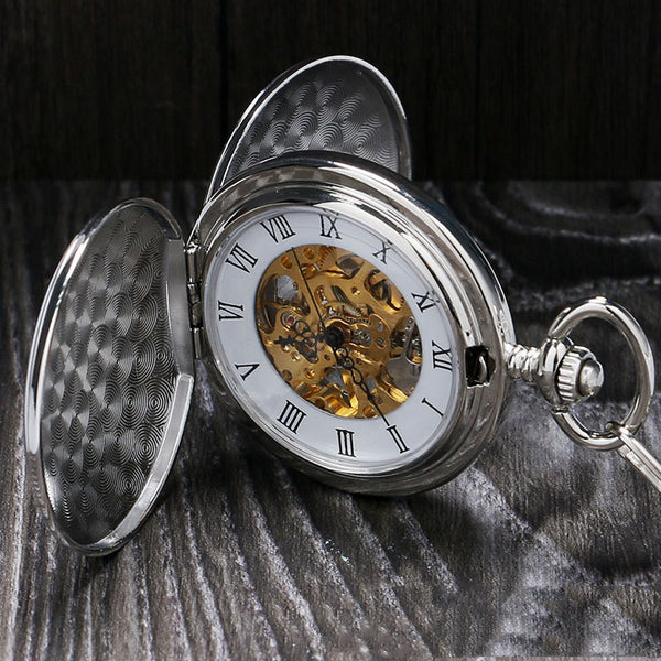 Reloj de Bolsillo Mecánico Vintage Minimalista Doble Cara