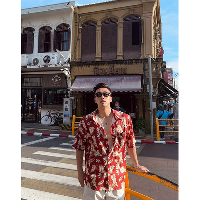 Camisa de Playa Hawaii Ice Silk con Estampado Tropical - Image 8