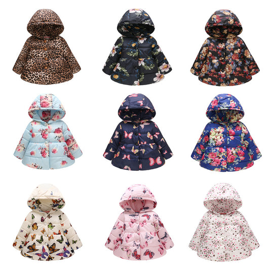 Chaqueta Acolchada para Niñas con Capucha y Diseño Estampado