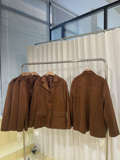 Blazer de Cuero Retro Marrón para Mujer - Image 28
