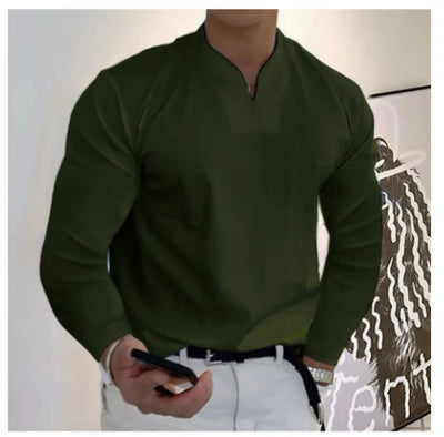 Camiseta Manga Larga Cuello V Transpirable para Hombre - Image 23