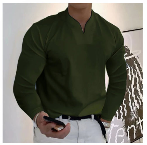 Camiseta Manga Larga Cuello V Transpirable para Hombre - Image 23