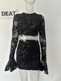 Conjunto Falda-Blusa Floral Bordada Escotado - Image 9