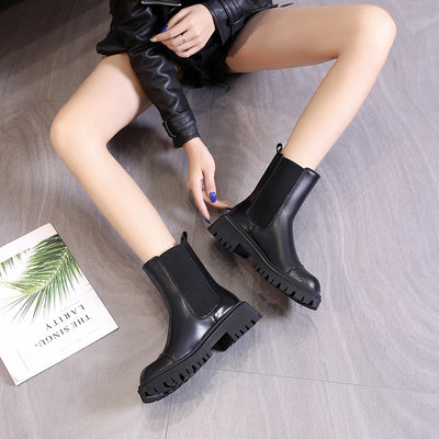Botas de Plataforma en Cuero Estilo Británico para Mujer - Image 16
