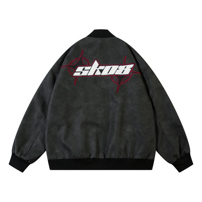 Chaqueta de Cuero PU Suelta con Bordado de Estrella Cruzada - Image 14