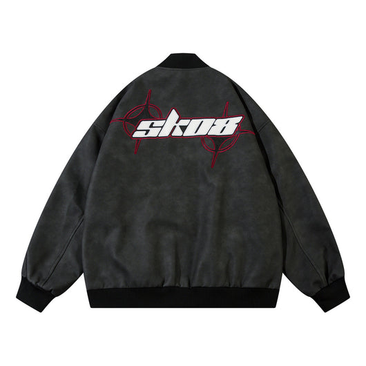 Chaqueta de Cuero PU Suelta con Bordado de Estrella Cruzada - Image 14