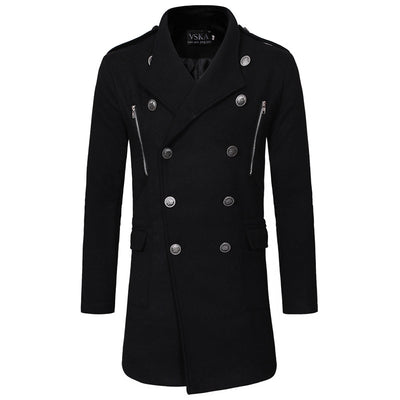 Abrigo Gabardina Doble Botonadura Cuello Solapa Grande Hombre Slim Fit Lana