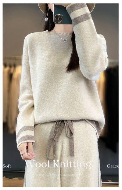 Conjunto de Pantalón Ancho y Suéter Tejido en Lana - Estilo Casual Relajado - Image 29