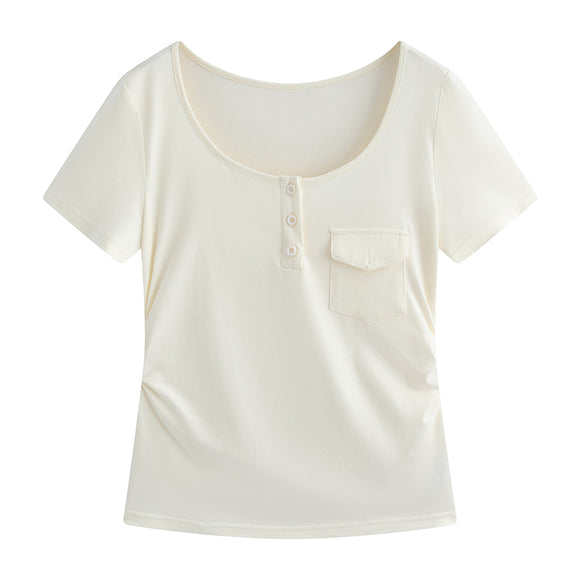 Blusa Corta Ajustada y Cómoda de Manga Corta