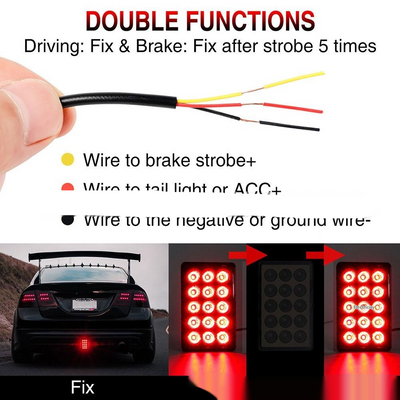 Luz de Freno Trasera Cuadrada con Frecuencia de Reversión para Auto y Moto - Image 3