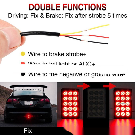 Luz de Freno Trasera Cuadrada con Frecuencia de Reversión para Auto y Moto - Image 3