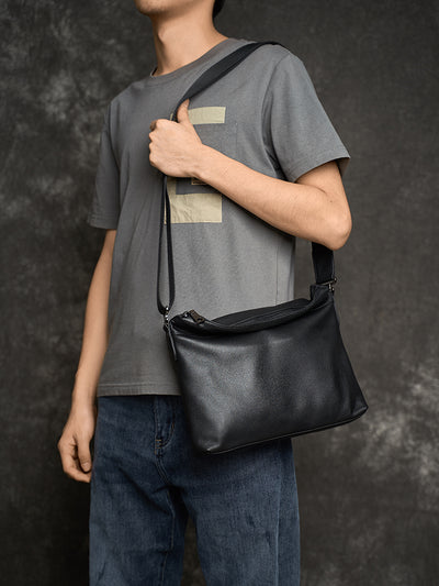 Bolsa Bandolera de Cuero Genuino para Hombre - Estilo Casual y Minimalista - Image 5