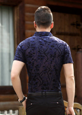 Camisa Hueca para Hombre con Bordado Flocking - Image 21