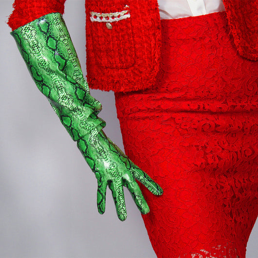 Guantes Largos de Cuero Charol con Mangas Abullonadas 50cm - Image 17