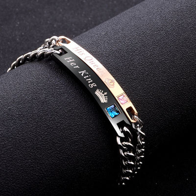 Pulsera de Pareja Cristal Rosa Negra Oro - His Queen Her King - Image 19