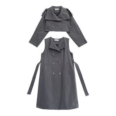 Cardigan Cortavientos Estilo Coreano Dos Piezas Mujer - Image 3