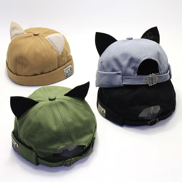 Gorro Tipo Melon con Orejas de Gato - Accesorio Versátil para Mujer
