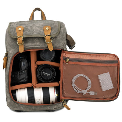 Mochila Cámara SLR Impermeable de Lona - Unisex Profesional - Image 3