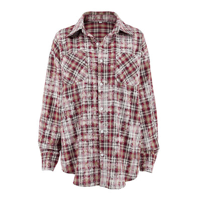 Camisa Cuadros Suelta Manga Larga Casual - Image 5