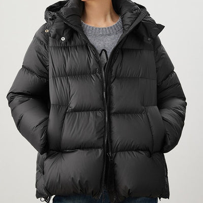 Chaqueta Acolchada Corta para Mujer con Capucha Desmontable