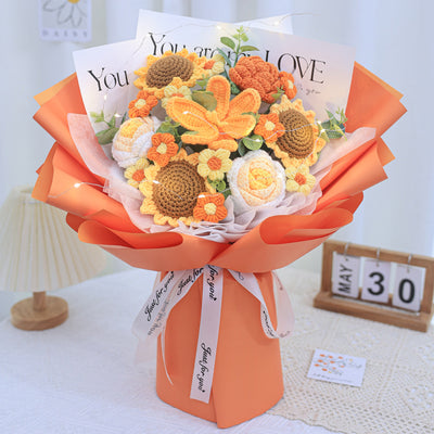 Ramo de Girasoles Tejidos en Lana - Flor Decorativa Artesanal - Image 11