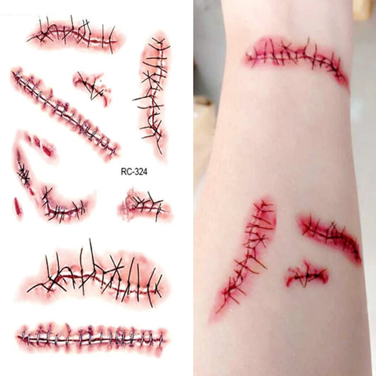 Pegatina de Tatuaje de Herida de Halloween - Image 22