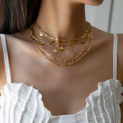 Collar Clavícula Personalizado con Candado de Lentejuelas y Cadena Fina Estrella - Image 5