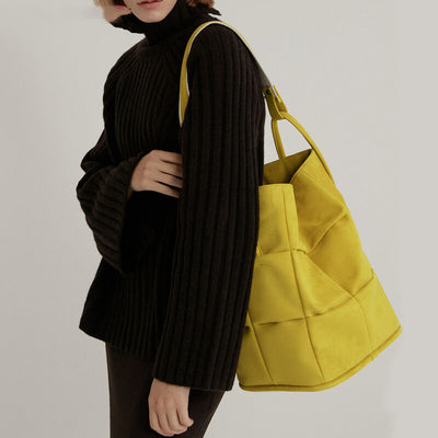 Bolsa Tote Cuadros Flanela Nubuck con Asa Ancha