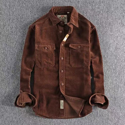 Camisa de Pana Vintage Lavada Manga Larga para Hombre - Image 14
