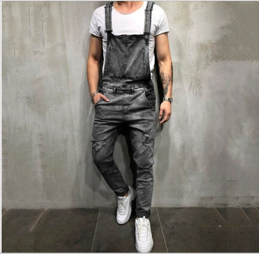 Pantalones Vaqueros para Hombre con Tirantes Desgarrados - Talla Grande Estilo Moderno - Image 7