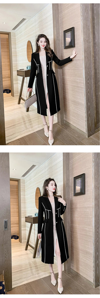 Abrigo Trinchera Negro Midi Elegante para Mujer - Image 17