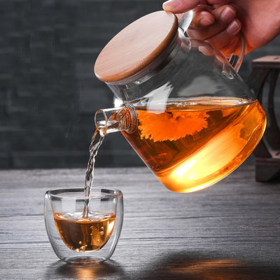 Tetera de Vidrio Borosilicato con Tapa de Bambú Resistente al Calor - Image 18